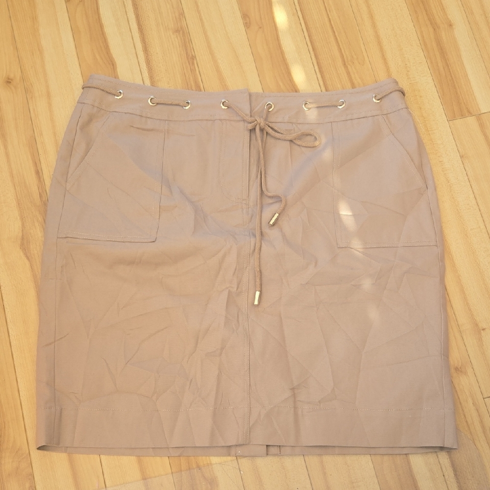 Talbots Taupe Mini Skirt with Drawstring new Plus Size 18